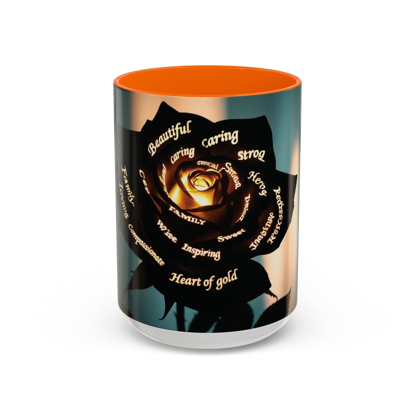 Inspirational Coffee Mug - Heart of Gold Quote with Rose Design