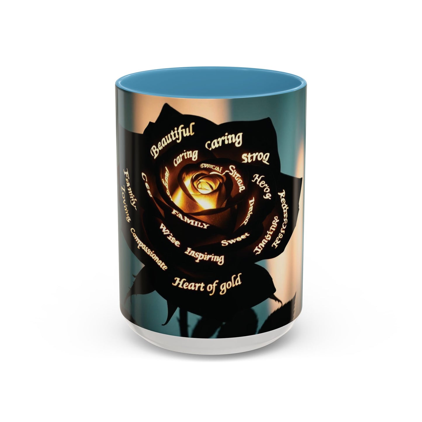 Inspirational Coffee Mug - Heart of Gold Quote with Rose Design