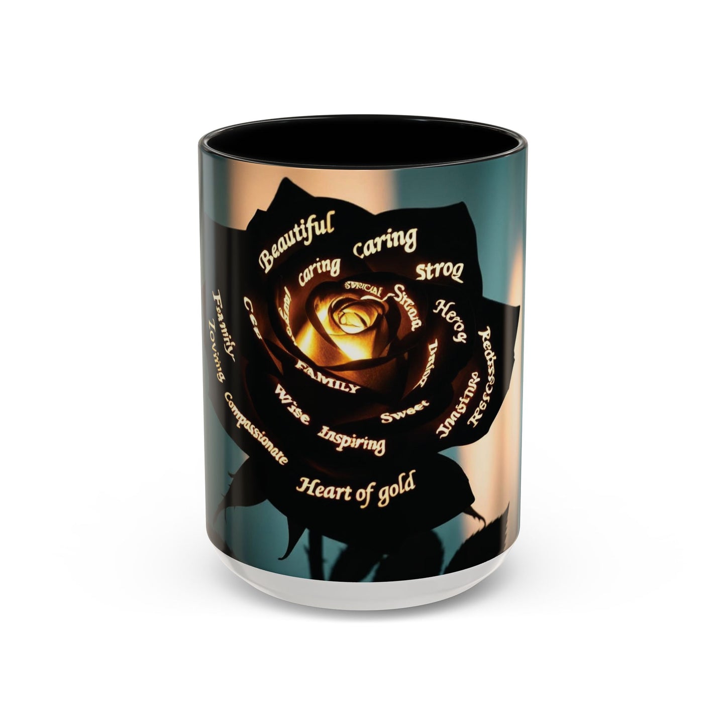 Inspirational Coffee Mug - Heart of Gold Quote with Rose Design