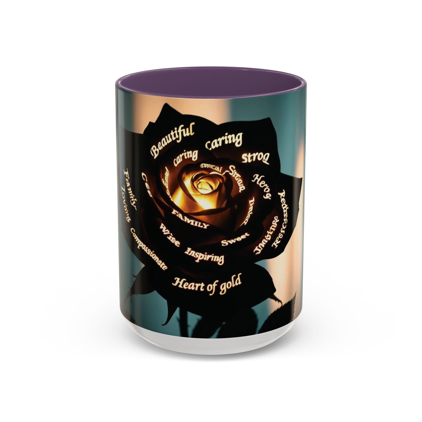 Inspirational Coffee Mug - Heart of Gold Quote with Rose Design