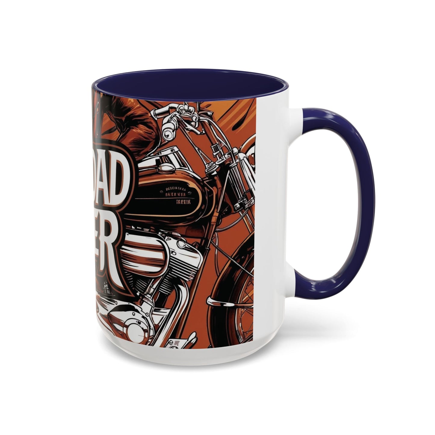 Best Dad Ever Accent Coffee Mug - 11 or 15oz Cool Motorcycle Design