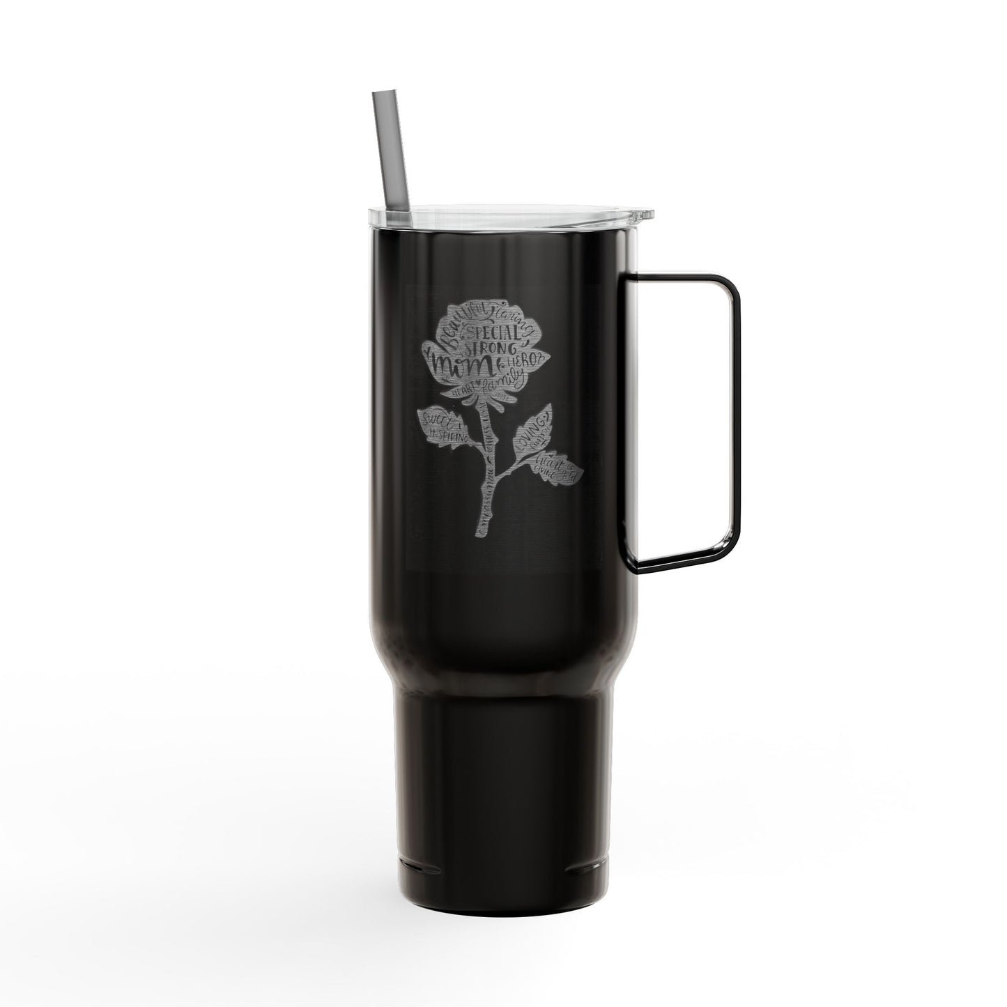Engraved Insulated Tumbler - 40oz Floral Design, Perfect Gift for Mother's Day