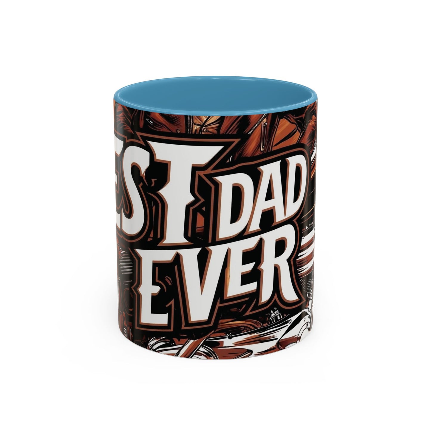 Best Dad Ever Accent Coffee Mug - 11 or 15oz Cool Motorcycle Design