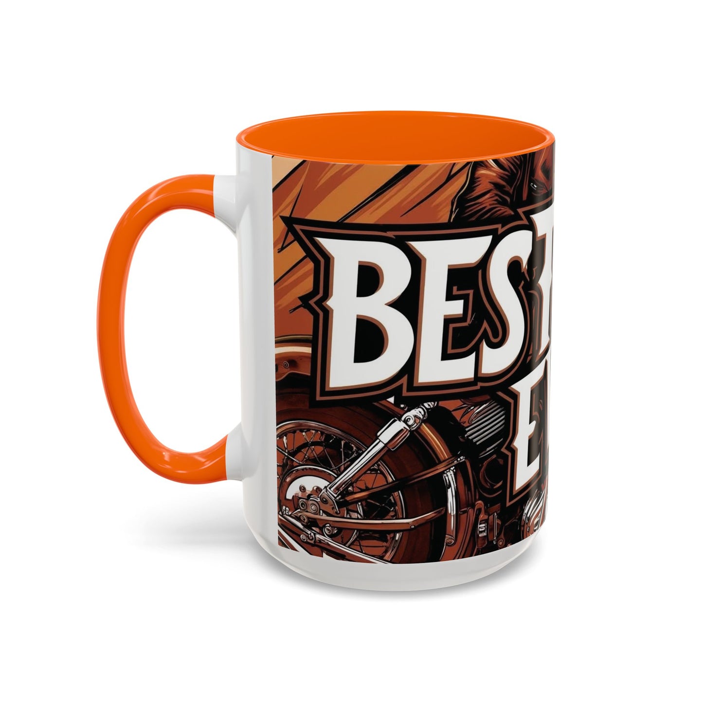 Best Dad Ever Accent Coffee Mug - 11 or 15oz Cool Motorcycle Design