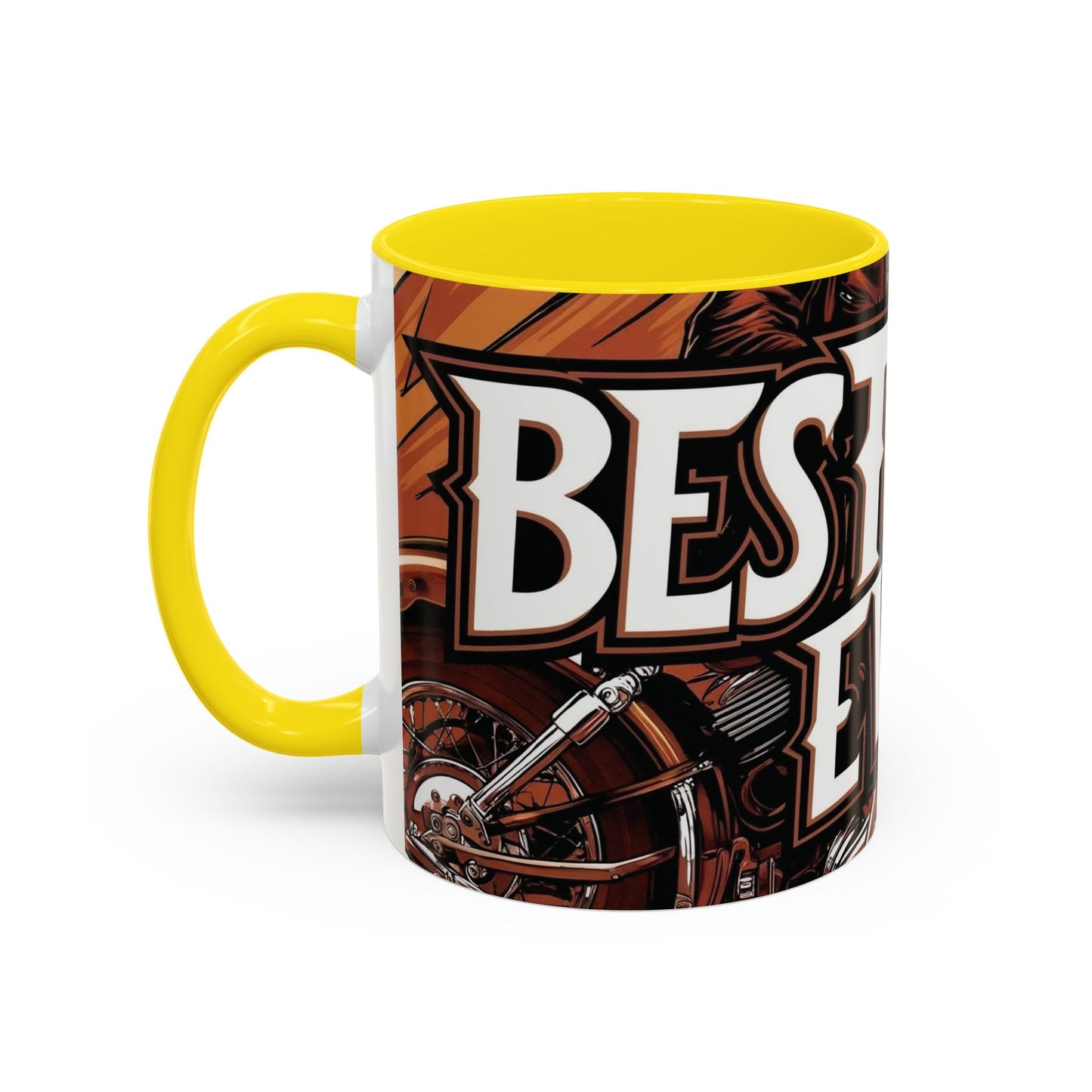 Best Dad Ever Accent Coffee Mug - 11 or 15oz Cool Motorcycle Design