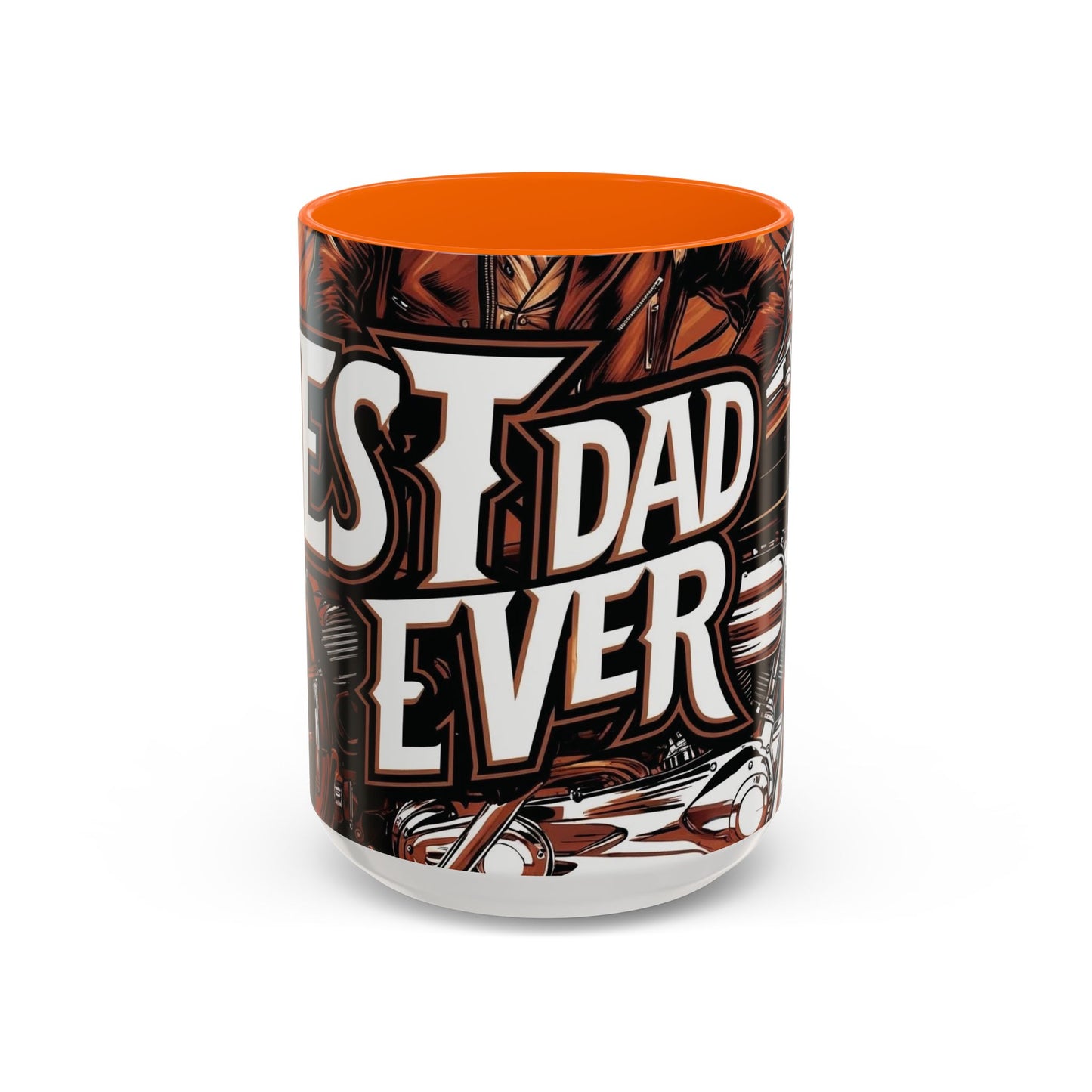 Best Dad Ever Accent Coffee Mug - 11 or 15oz Cool Motorcycle Design