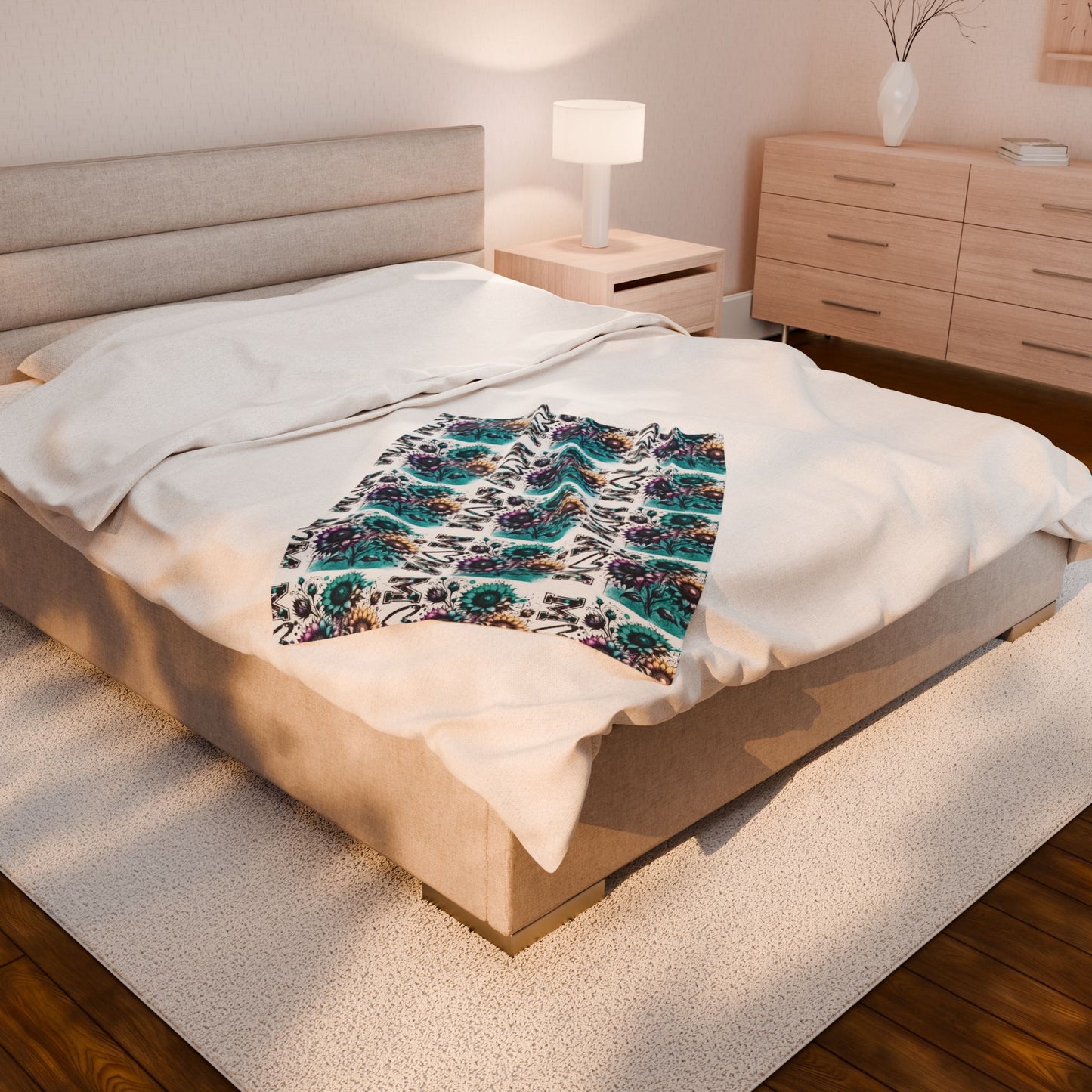 Cozy Floral Velveteen Plush Blanket - Perfect for Gifting and Home Decor