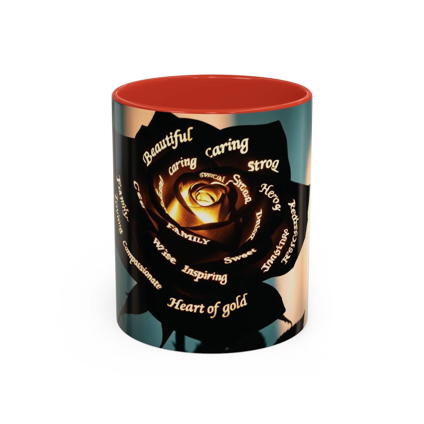 Inspirational Coffee Mug - Heart of Gold Quote with Rose Design