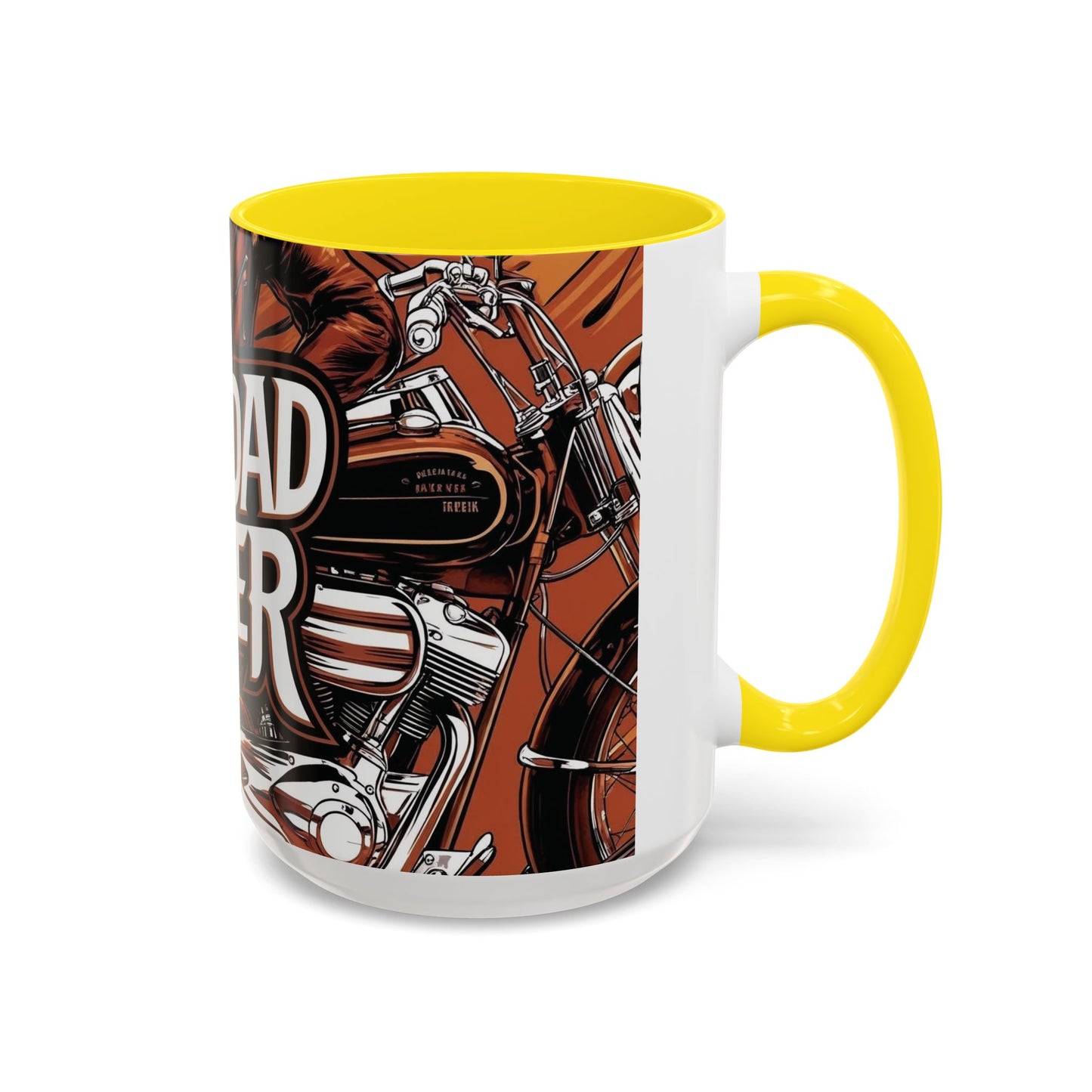 Best Dad Ever Accent Coffee Mug - 11 or 15oz Cool Motorcycle Design