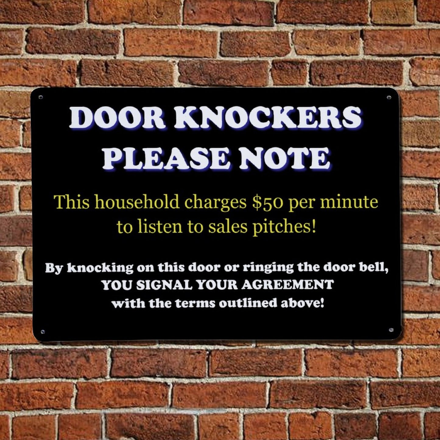 Door Knockers Please Note Aluminum Weatherproof Metal Sign