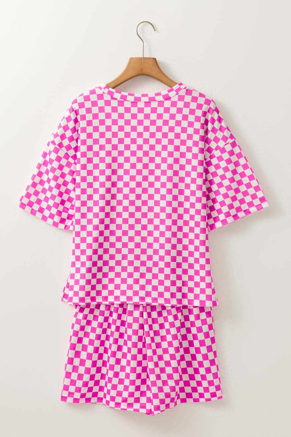 Black Checkered Top and Drawstring Shorts Pajama Set