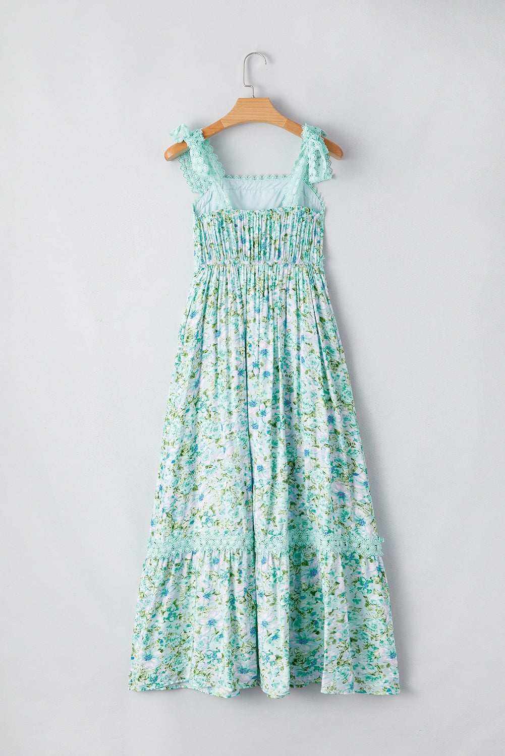 Pink Floral Lace Tied Strap Empire Waist Maxi Dress
