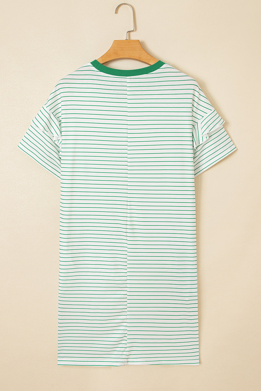 Black Stripe Ruffle Short Sleeve T Shirt Mini Dress
