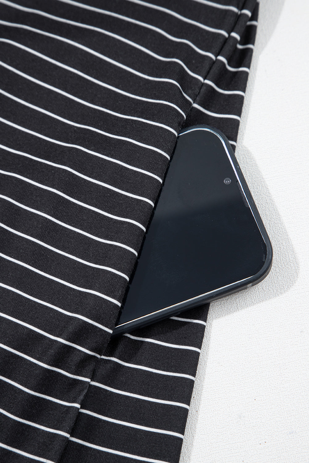 Black Stripe Ruffle Short Sleeve T Shirt Mini Dress
