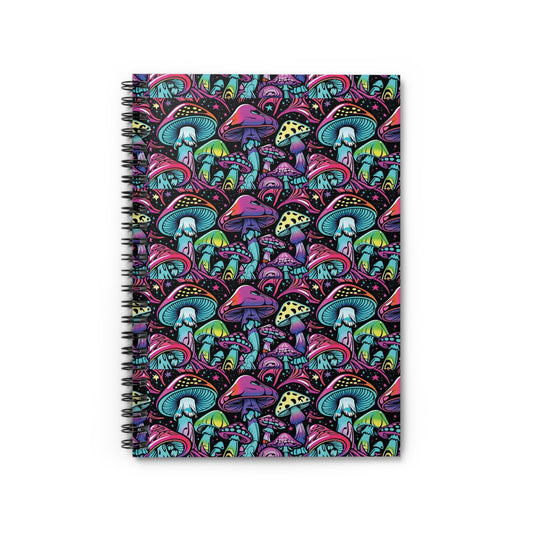 Vibrant Mushroom Spiral Notebook - Colorful Ruled Lines Design for Creative Minds
