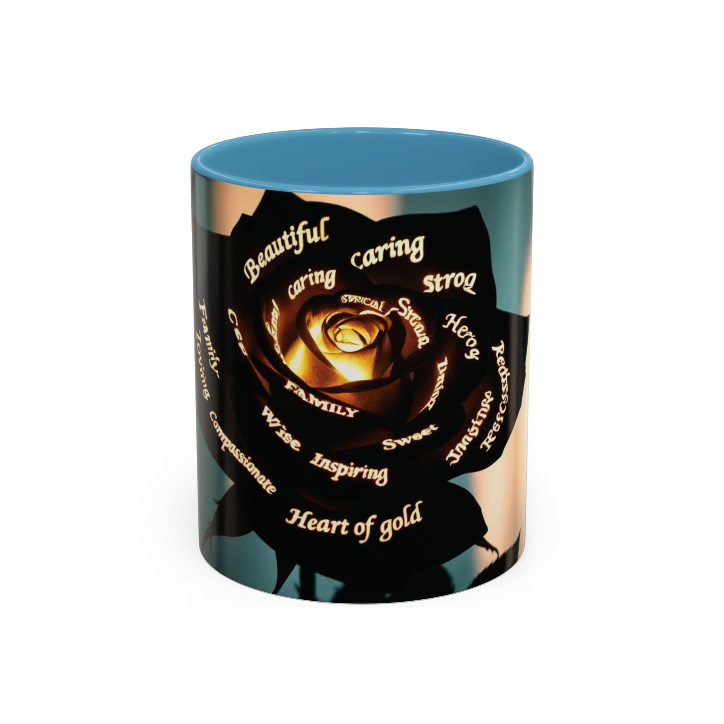 Inspirational Coffee Mug - Heart of Gold Quote with Rose Design
