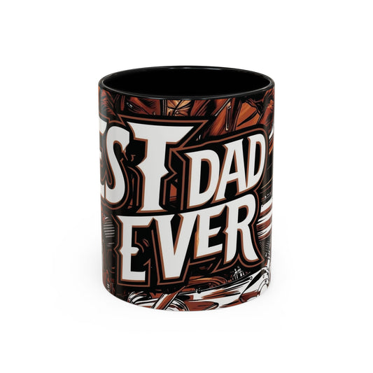 Best Dad Ever Accent Coffee Mug - 11 or 15oz Cool Motorcycle Design