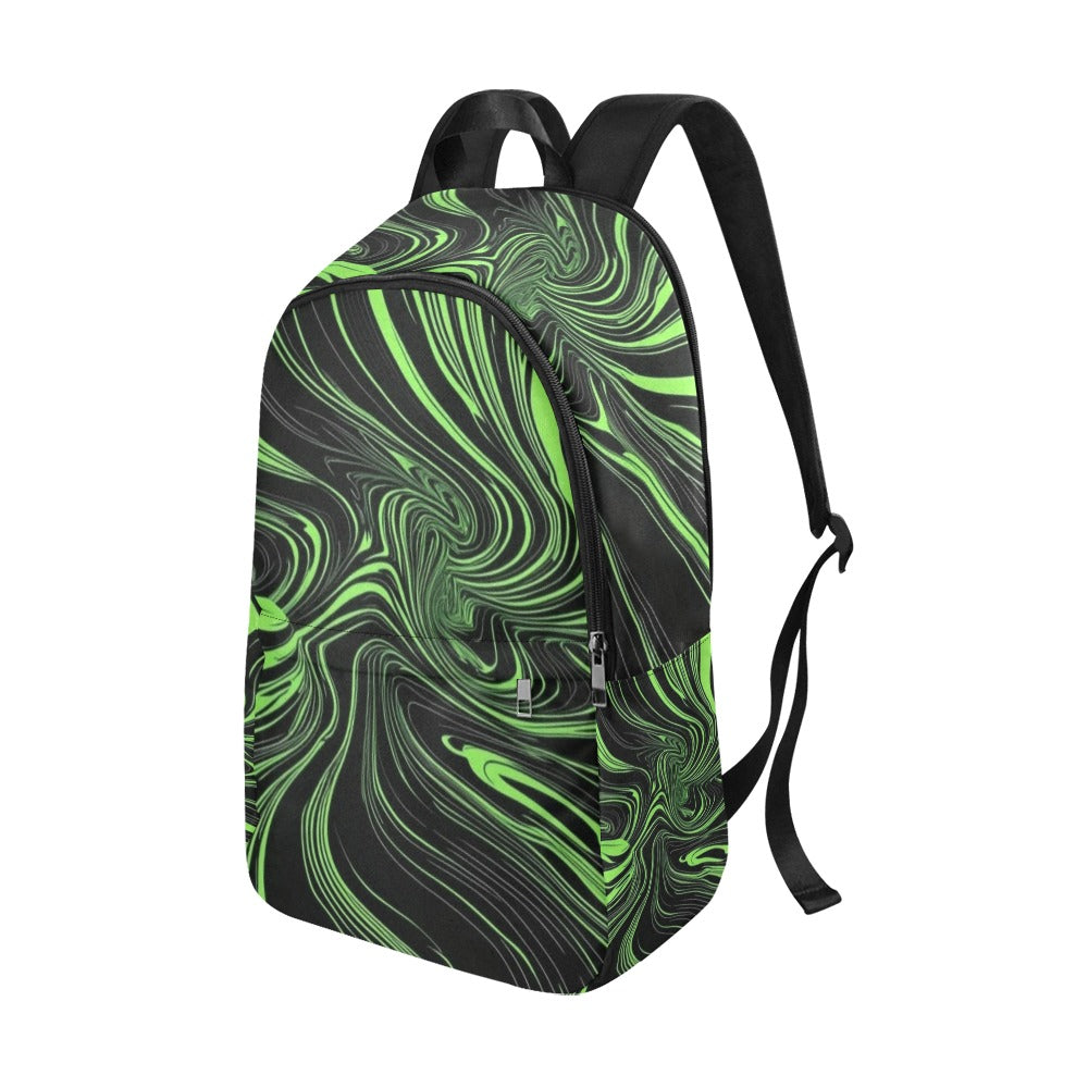 black and neon green hypnotic background Fabric Backpack for Adult