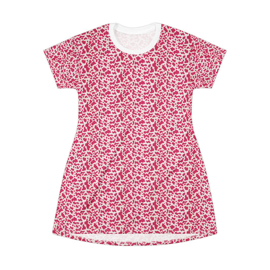 Cute Pink Cow Pattern T-Shirt Dress for Casual Days