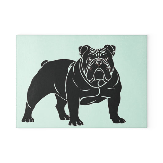 Personalized Bulldog Glass Cutting Board - Stylish Kitchen Decor for Dog Lovers