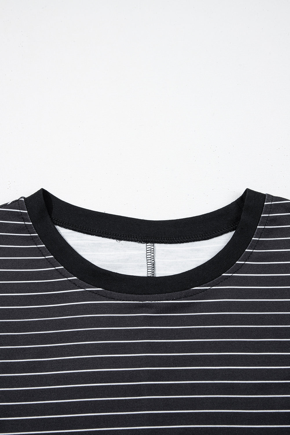 Black Stripe Ruffle Short Sleeve T Shirt Mini Dress