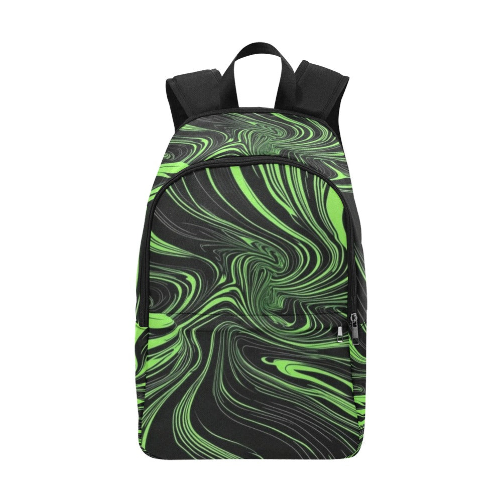 black and neon green hypnotic background Fabric Backpack for Adult