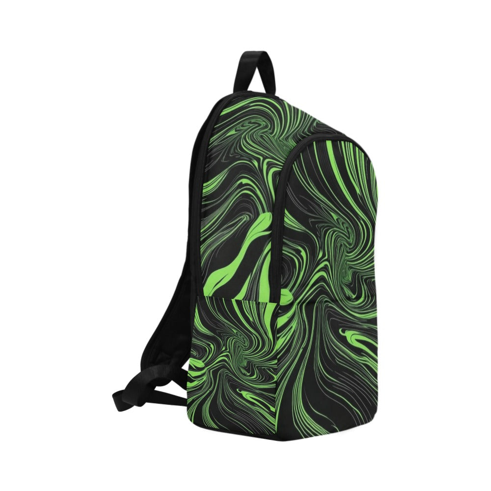 black and neon green hypnotic background Fabric Backpack for Adult