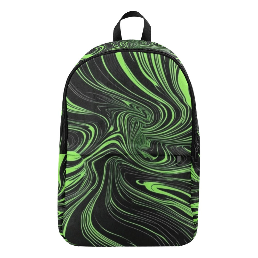 black and neon green hypnotic background Fabric Backpack for Adult