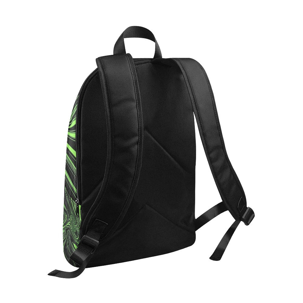 black and neon green hypnotic background Fabric Backpack for Adult