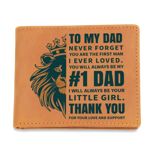 Lion-To My Dad-Never Forget Leather Wallet